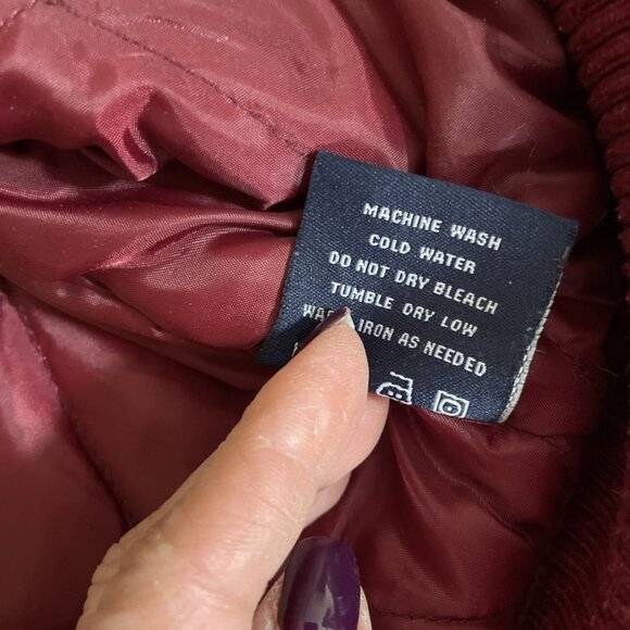 VTG Y2K Brooklyn Basement Mens Wool Blend Bomber Jacket Size L Burgundy Gorpcore - Picture 8 of 10